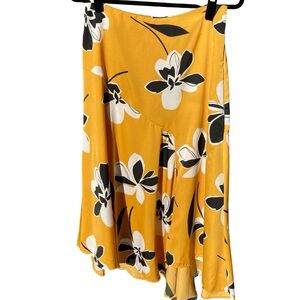 Who What Wear Asymmetrical Yellow Floral Skirt